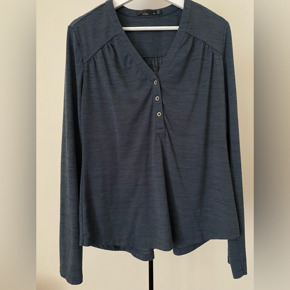 Prana Charcoal Gray Long Sleeve Henley Top